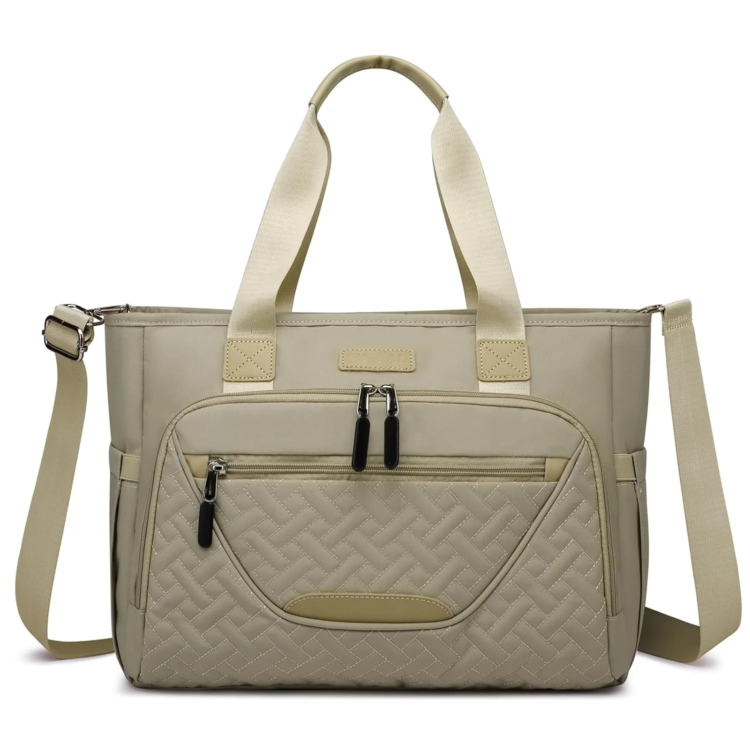 Diaper Bag Tote, Large Capacity Travel Diaper Tote Bags, Hospital Bag for Labor Delivery, Travel Diaper Tote Messenger Purse, Baby Bag with 16 Inch Laptop Compartment (Khaki)