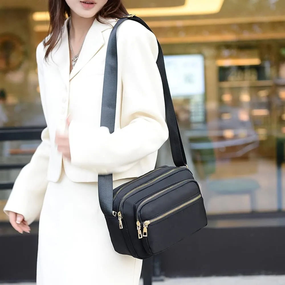 DIHKLCIO Nylon Crossbody Bags for Women Purses and Handbags Women's Casual Messenger Bag Waterproof Black Crossbody Purse