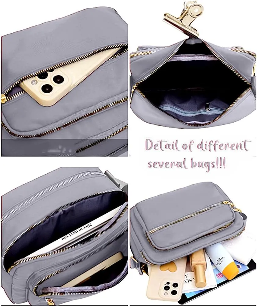 DIHKLCIO Nylon Crossbody Bags for Women Purses and Handbags Women's Casual Messenger Bag Waterproof Black Crossbody Purse