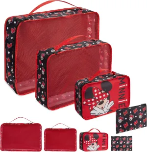 Disney Packing Organisers, Packing Cubes for Suitcases Luggage, Wash Bag (Red Minnie Mouse)