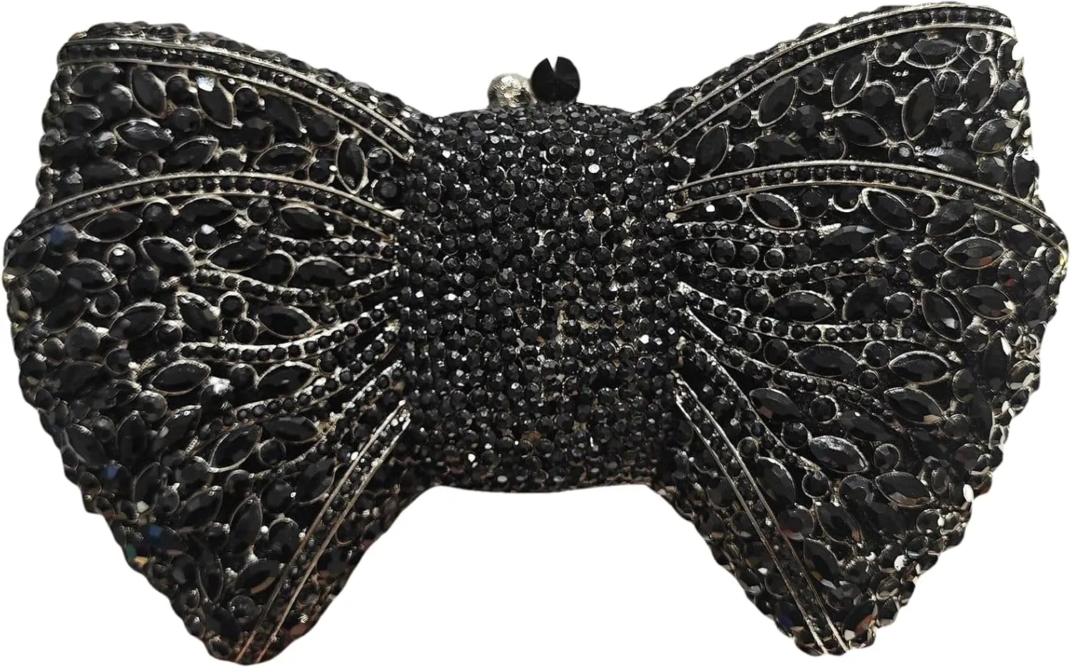 DJBM Sweet Bow Rhinestone Crystal Evening Clutch Bright Deluxe Diamond Handbag for Women Formal Party