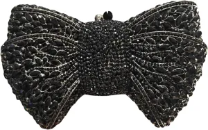 DJBM Sweet Bow Rhinestone Crystal Evening Clutch Bright Deluxe Diamond Handbag for Women Formal Party