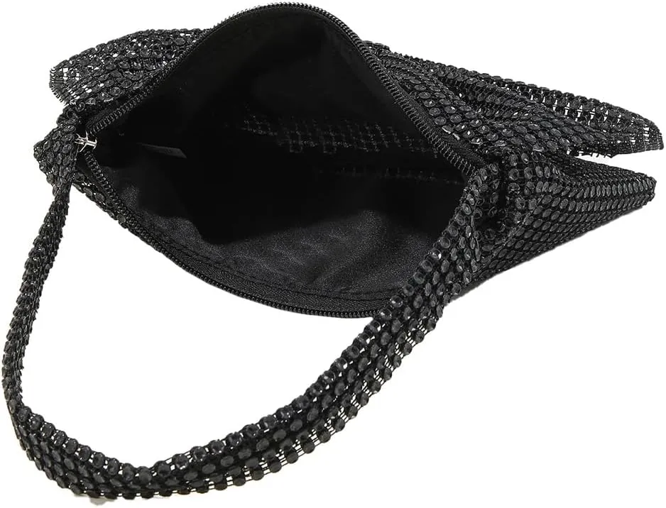 DJBM Women Bow Evening Clutch Sparkling Deluxe Rhinestones Purse for Daily Feast