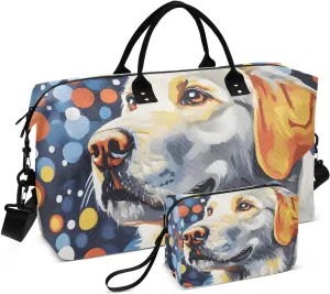 Dog Colorful Dot Duffel Bag for Traveling, Gym Bags with Multiple Interior Pockets for Women Men Toiletry Purse Included 20.5”x 1.9” x 13.8”