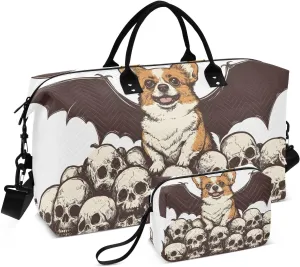 Dog Wings Skulls Ute Duffel Bag for Traveling, Gym Bags with Multiple Interior Pockets for Women Men Toiletry Purse Included 20.5”x 1.9” x 13.8”