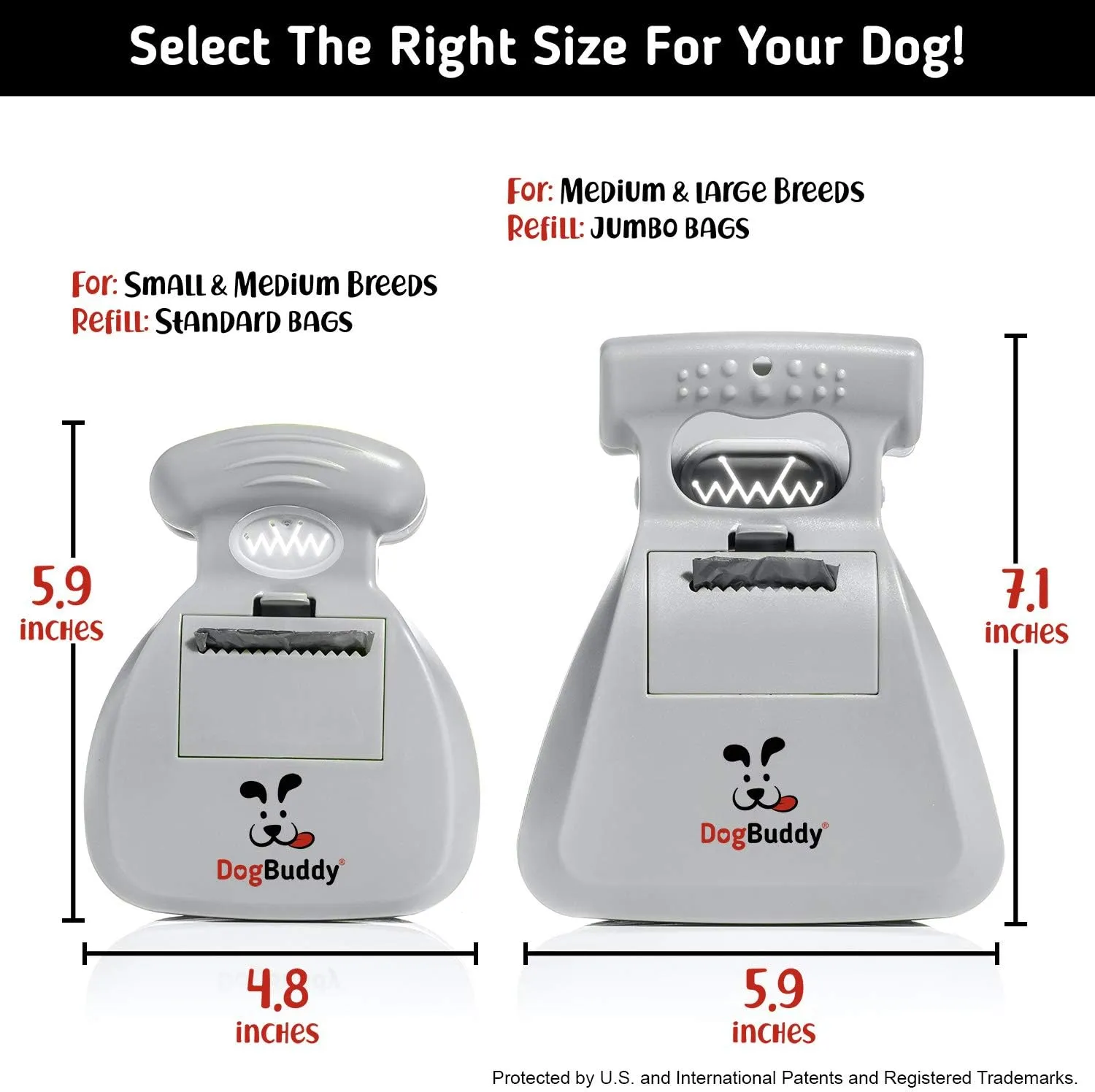 DogBuddy Pooper Scooper, Portable Dog Pooper Scooper, Poop Scooper for Small and Large Dogs, Pooper Scooper With Bag Attachment, Leash Clip and Dog Waste Bags Included (Medium, Mist)