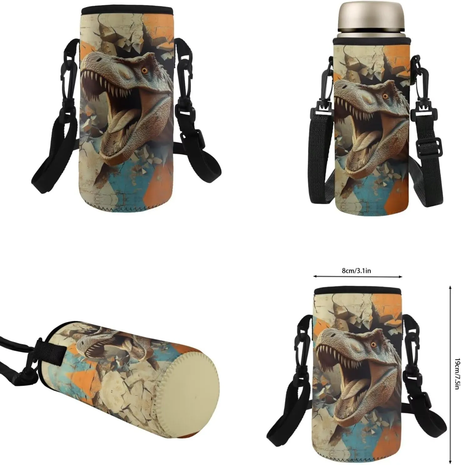 doginthehole 3D Dinosaur Backpack for Boys 6-8 15inch Cool Boys Bookbag with Lunch Box 4 Piece Large Capacity Boys School Bag Set for Preschool Elementary School Kids Canvas Bags