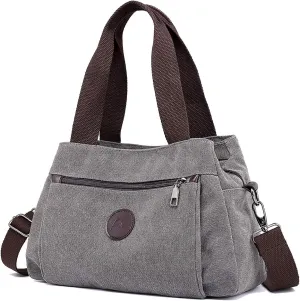 DOURR Hobo Handbags Canvas Crossbody Bags for Women, Multi Compartment Tote Purse Medium Satchel