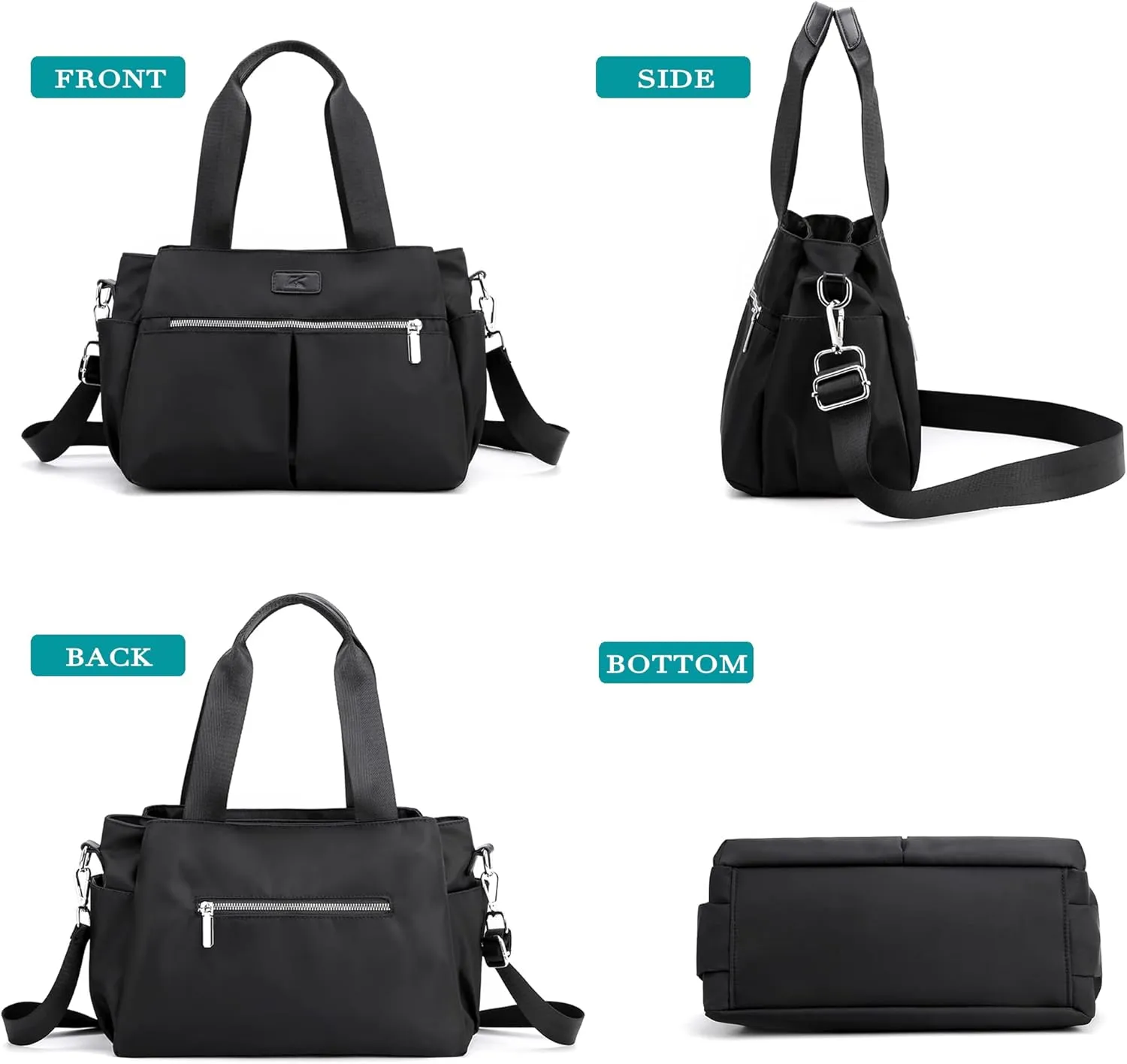 DOURR Hobo Handbags Light Nylon Crossbody Bags for Women, Multi Compartment Work Going Out Tote