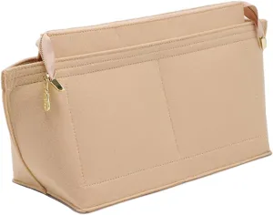 Doxo Purse Organizer Insert for Handbag and Tote Bag Suitable for Lv Neverfull MM/L.ongchamp GM Felt Tote Bag with Bottom Shaper, Beige with Lid, MM