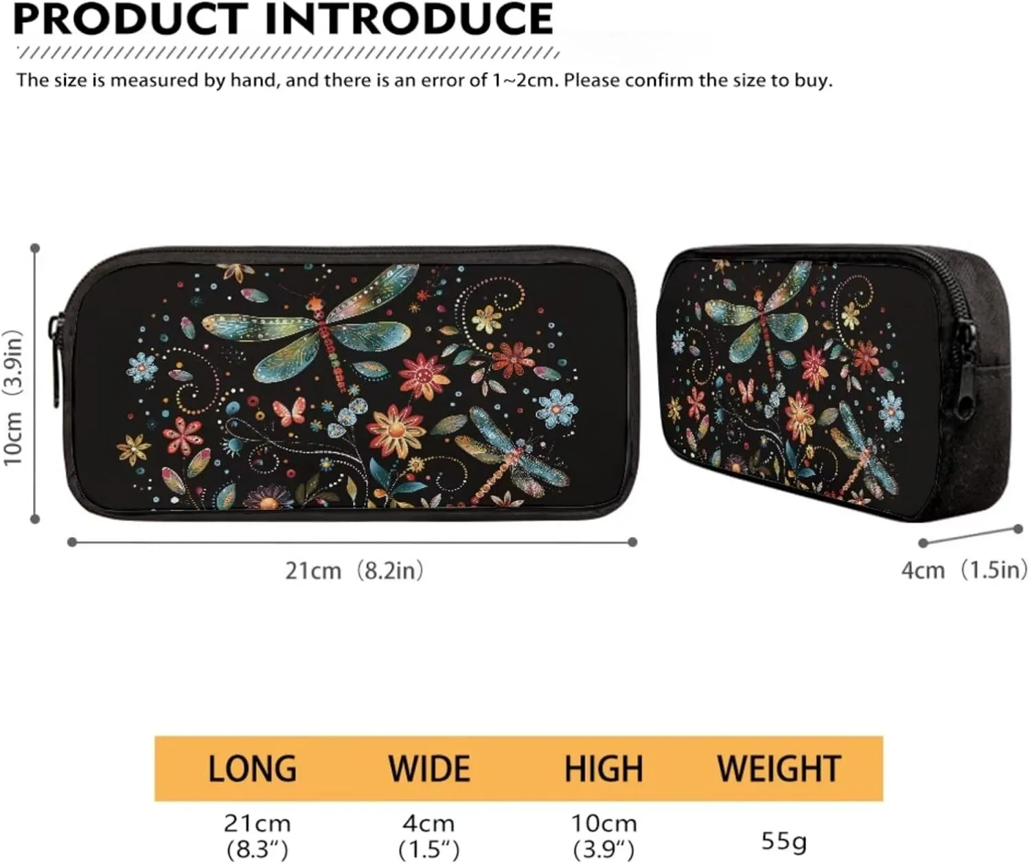 Dragonfly Flower Backpack for Teen Girls Middle School Bags Kids Bookbag With Lunch Box and Pencil Case Set 3 In 1 High Primary School Book Bags 5Th/6Th/7Th Grade Travel Shoulder Bagpack