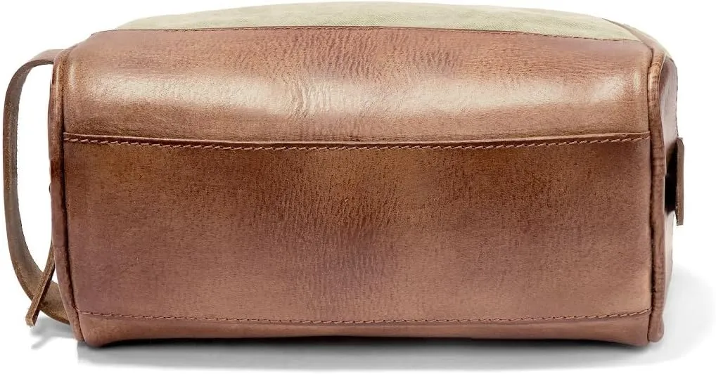 DRAKENSBERG Dopp Kit 'Glen' - classic toiletry bag and kit, cosmetic and toilet-bag, ladies, men, sustainably handmade, retro-vintage, 5L, canvas, leather, khaki-beige, brown, DR00167