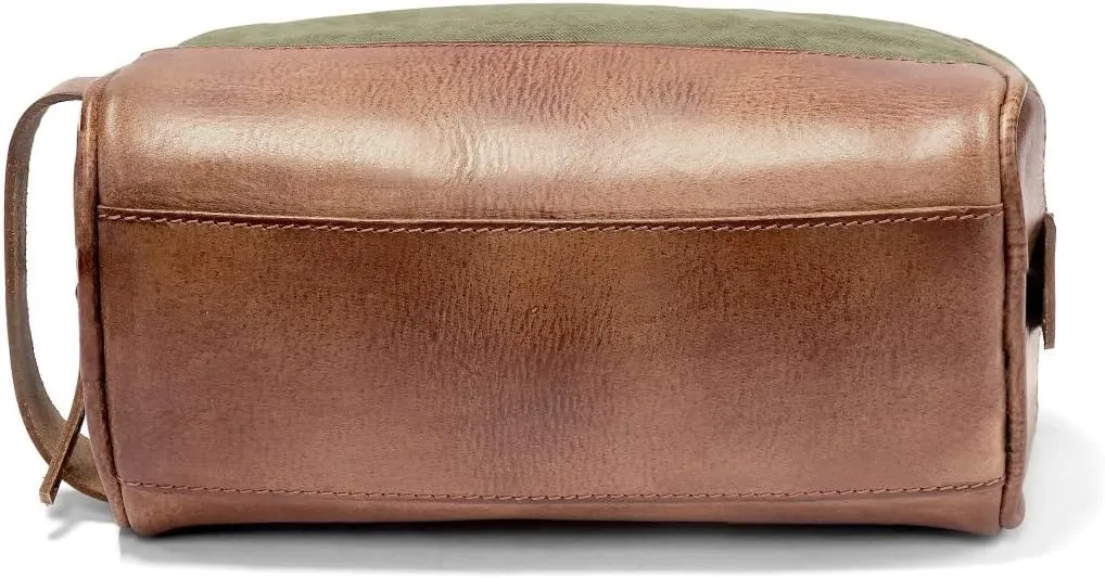 DRAKENSBERG Dopp Kit 'Glen' - classic toiletry bag and kit, cosmetic and toilet-bag, ladies, men, sustainably handmade, retro-vintage, 5L, canvas, leather, olive-green, DR00177