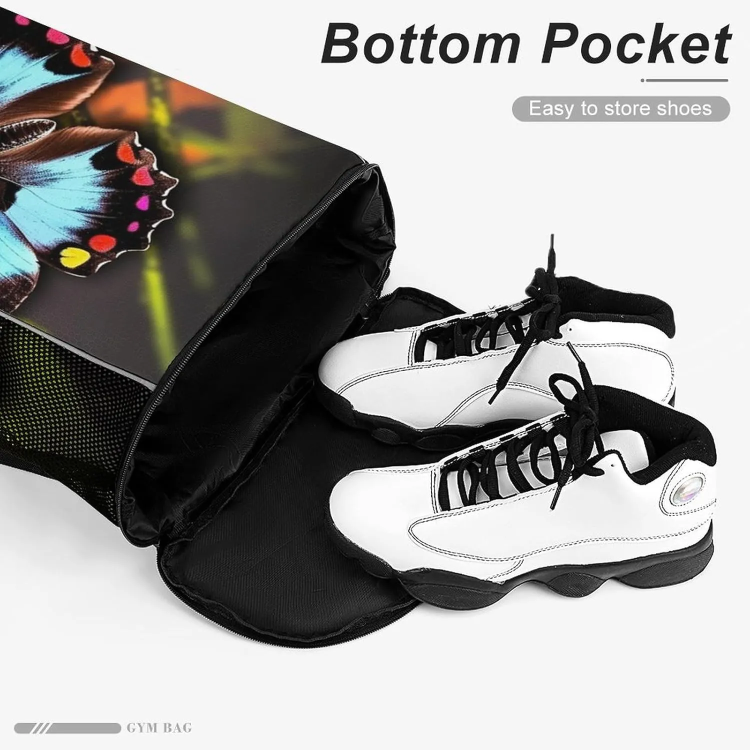 Drawstring Backpack for Beauty Animal Butterfly Gym Sports Drawstring Bag Swim String Bag with Side Pocket