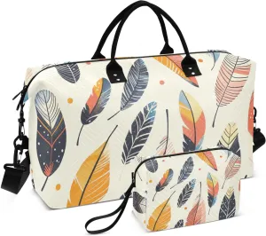 Duffel Bag for Traveling, Colorful Feathers Dots Gym Bags with Multiple Interior Pockets for Women Men Toiletry Purse Included 20.5”x 1.9” x 13.8”