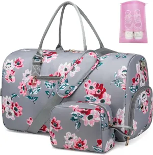 Duffle Bag for Travel, Weekender Bag with Shoe Compartment, Carry On Overnight Bag for Women with Toiletry Bag, Gym Bag with Wet Pocket, Hospital Bags for Labor and Delivery Beige