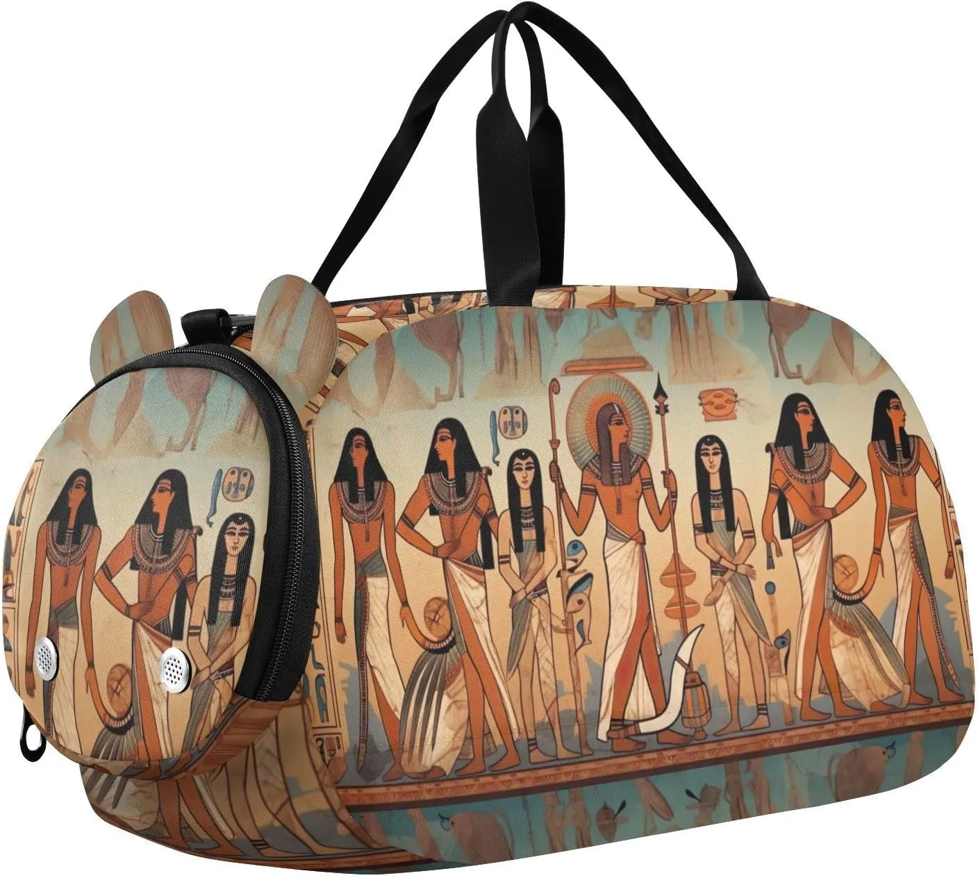 Egyptian Gods Duffle Bag for Girl, Sports Duffle Gym Bags with Shoe Compartment, Personalized Overnight Bag Travel Weekender for Kids