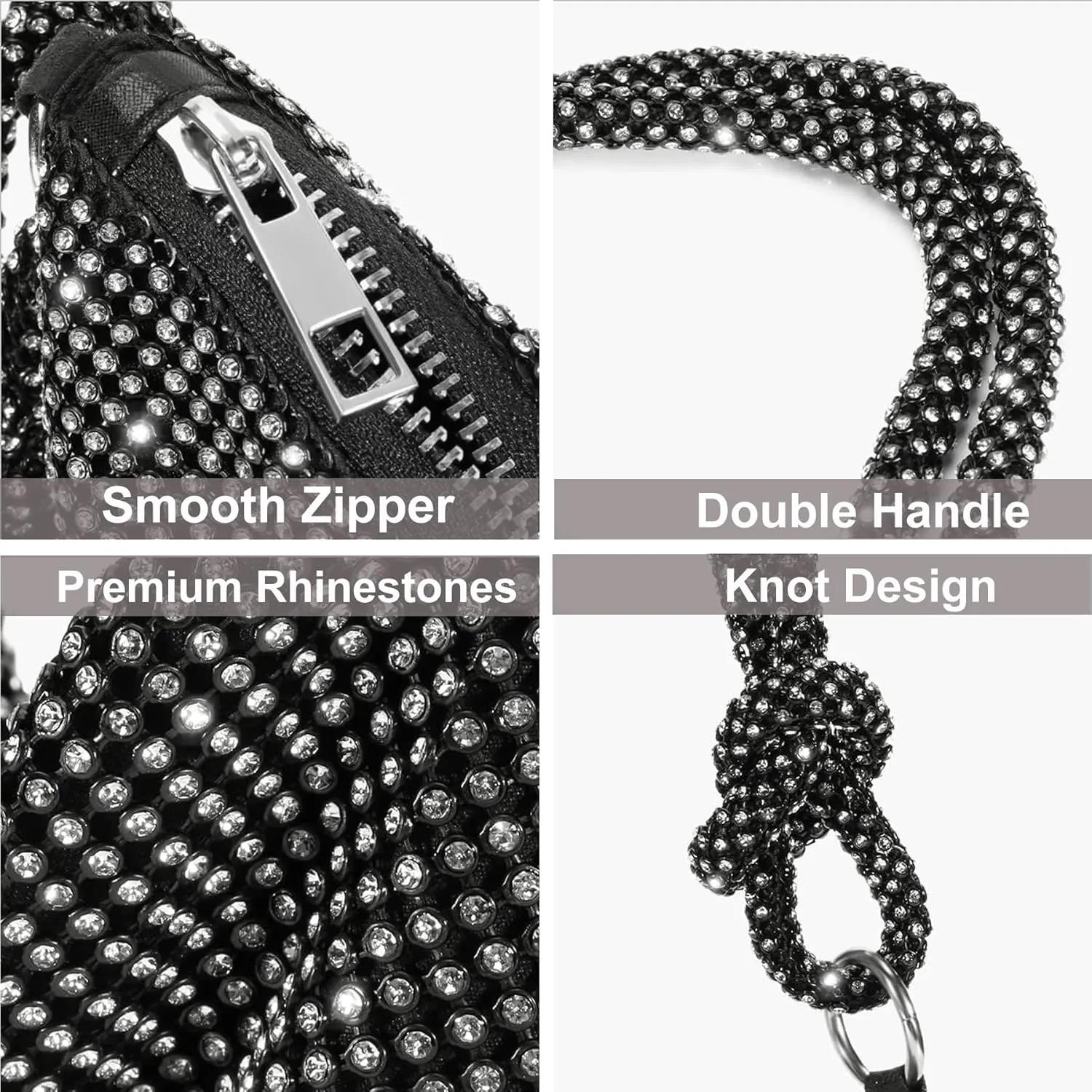 Elegant Rhinestone Evening Bags for Women - Sparkling Clutch Purses for Parties, Proms, Weddings, Night Outs, Formal Events