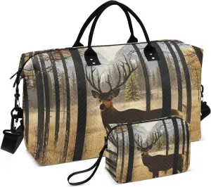 Elk Forest Landscape Travel Duffel Bag, Gym Bags with Multiple Interior Pockets for Men Women Toiletry Purse Included 20.5”x 1.9” x 13.8”
