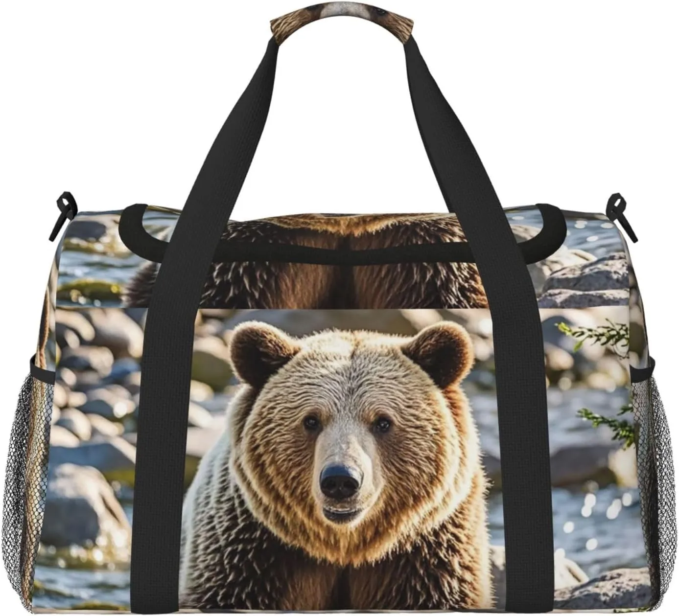 Encounter Animal Bear Travel Duffel Bag Lightweight Waterproof Carry On Tote Bag Foldable Weekender Overnight Bags Sport Gym Bag For Women Men