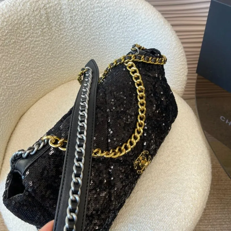 ESMEE - Quilted Sequins Black CC 19 Bag Black