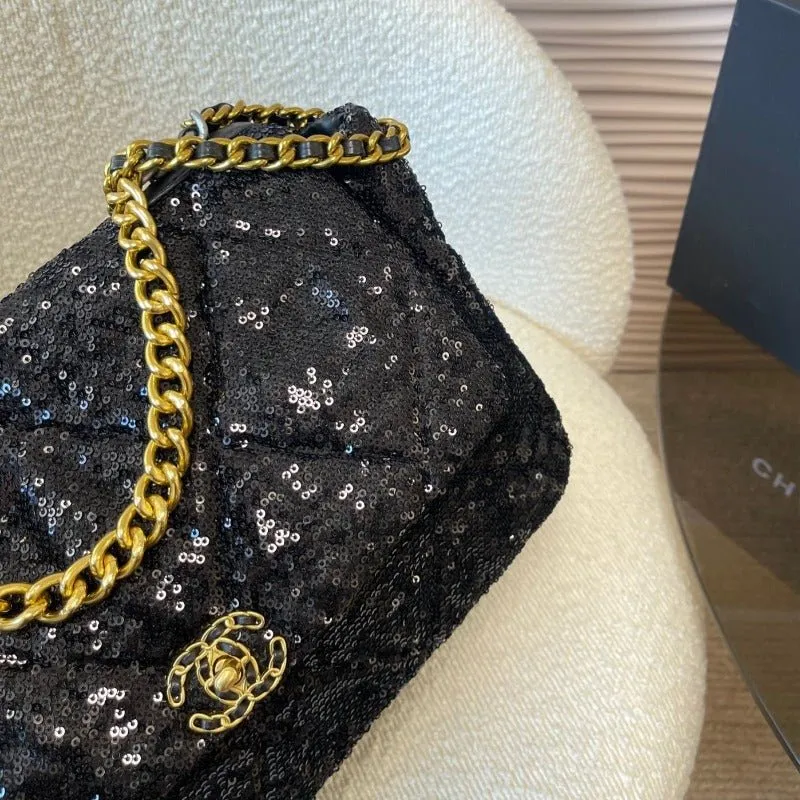 ESMEE - Quilted Sequins Black CC 19 Bag Black