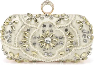 Evening Bags Clutch Purses for Women Formal, Beaded Clutch Rhinestone Handbags Shoulder Bag with Chain Sparkly for Wedding Bride Guest Party Gold