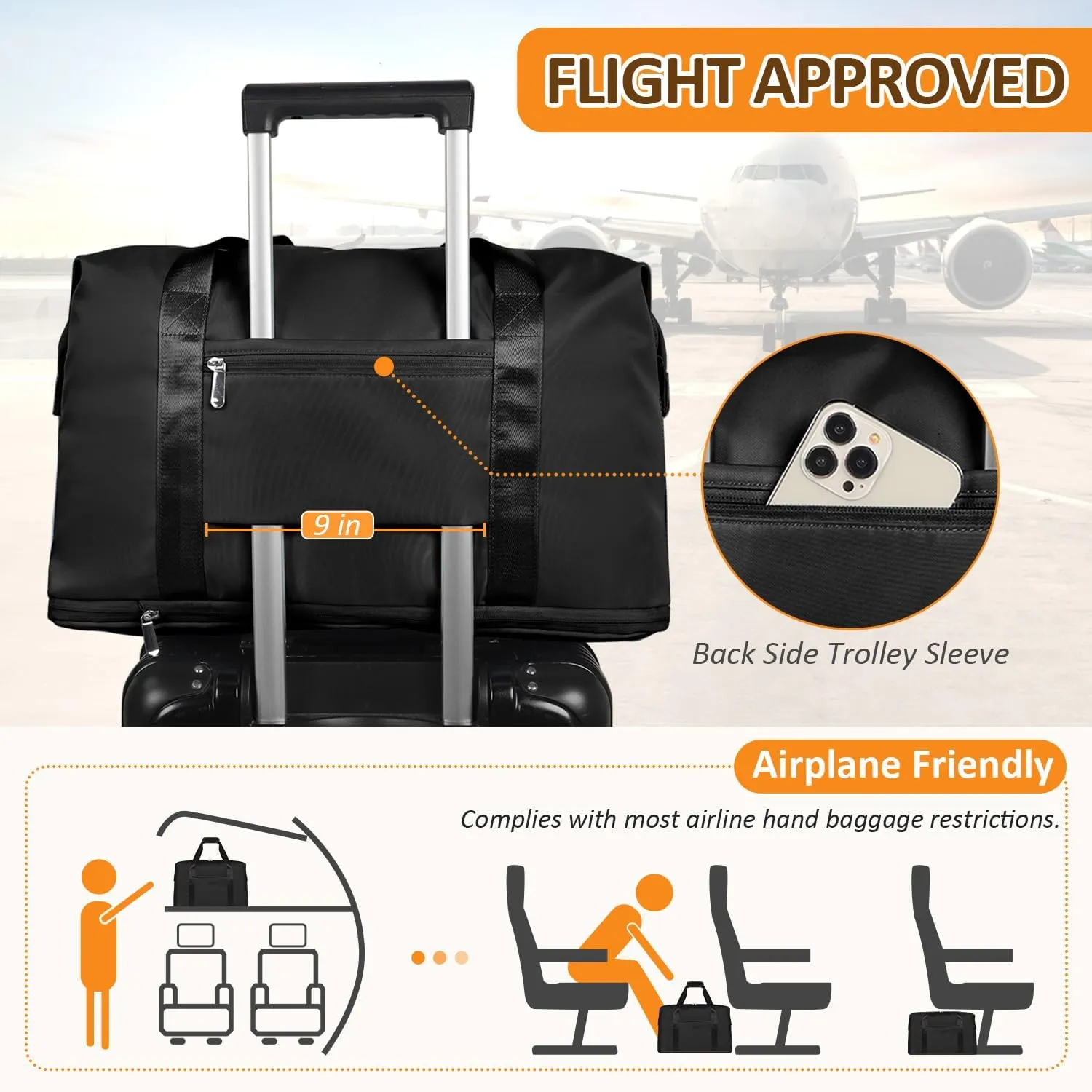 Expandable Travel Duffle Bags Weekender Overnight Bags for Women Men Hospital Bag for Women Labor Delivery with Toiletry Bag Waterproof