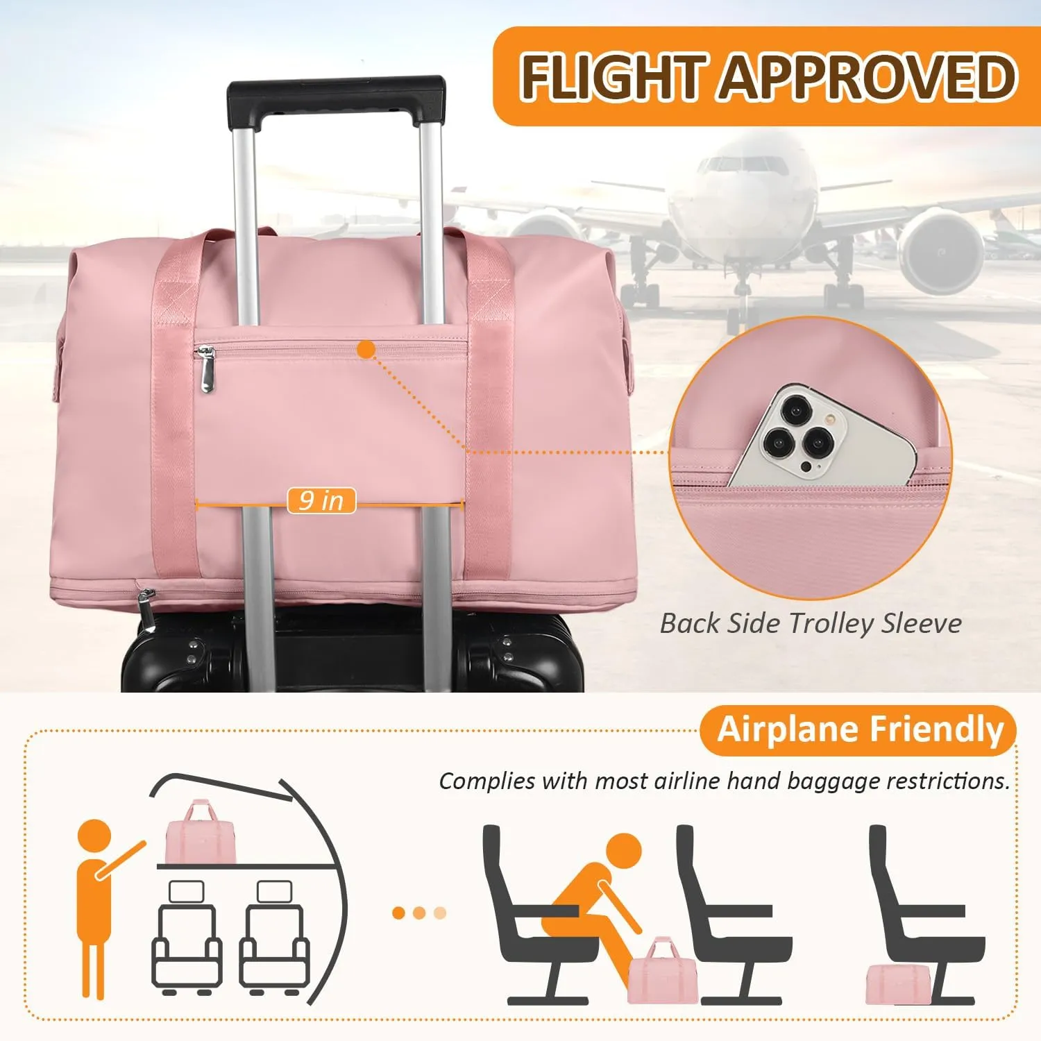 Expandable Travel Duffle Bags Weekender Overnight Bags for Women Men Hospital Bag for Women Labor Delivery with Toiletry Bag Waterproof