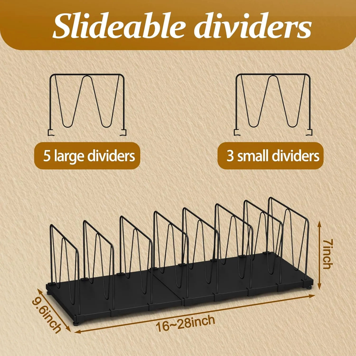 Extendable Purse Organizers Purse Storage. Length 16-28 in. Bag Organizer Purse Holder for Closet With 8 Adjustable Shelf Dividers, Black, Patent Pending
