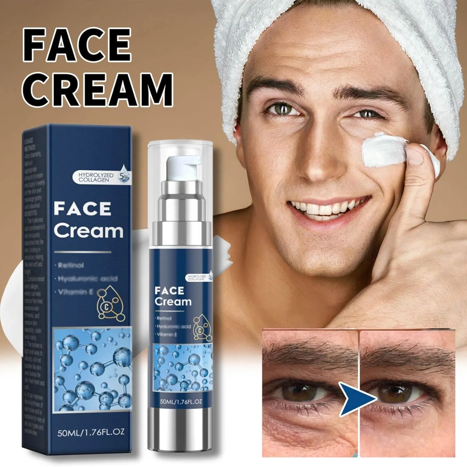 Face Cream for Men 6 In 1, Anti-Aging Anti-Wrinkle Cream for Men, Mens Face Moisturizer, 1 Pack