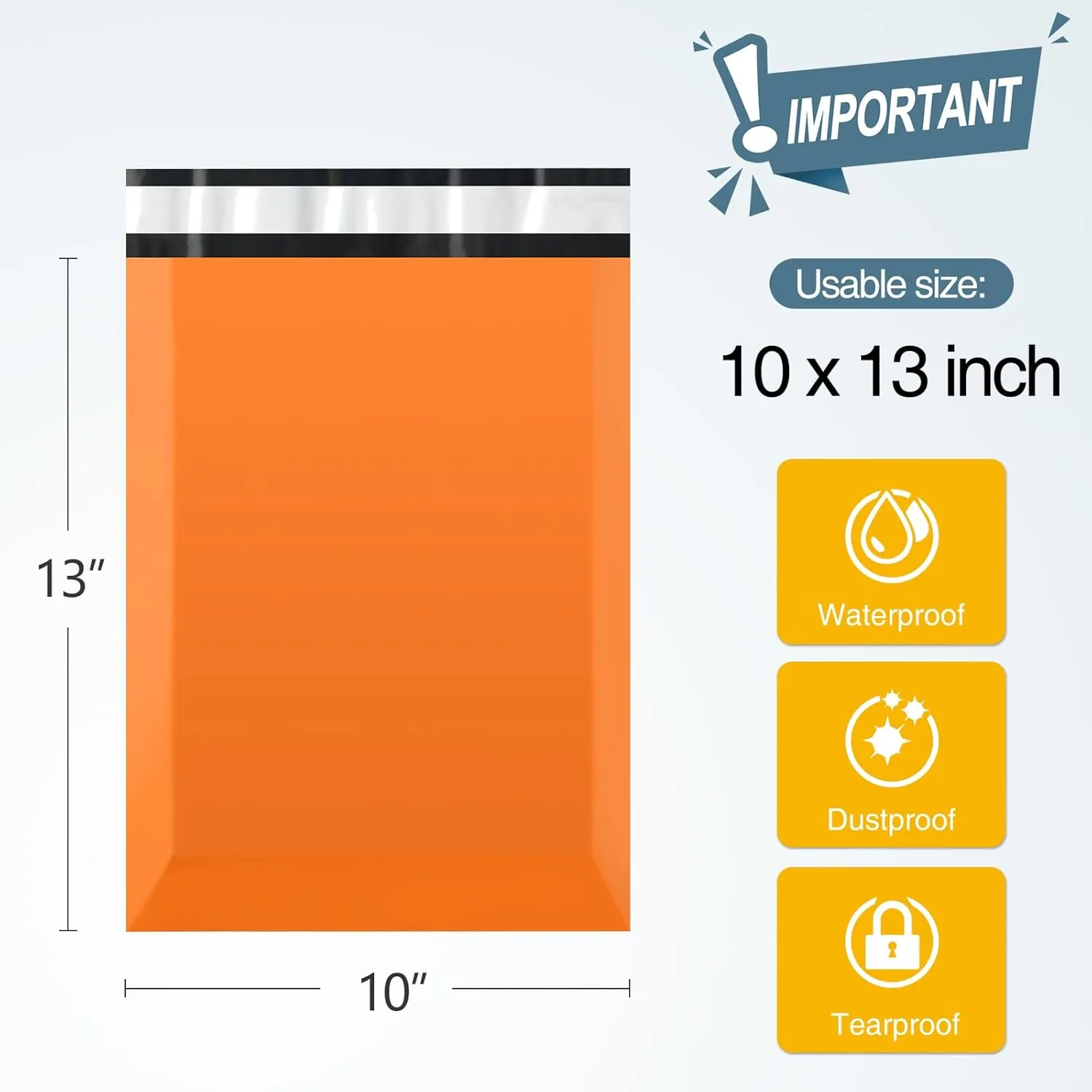 Famagic 200pcs Poly Mailers 10x13 Inch Shipping Bags Orange Shipping Envelopes Self Seal Mailers Bags Waterproof and Tear-Proof Packaging Bags
