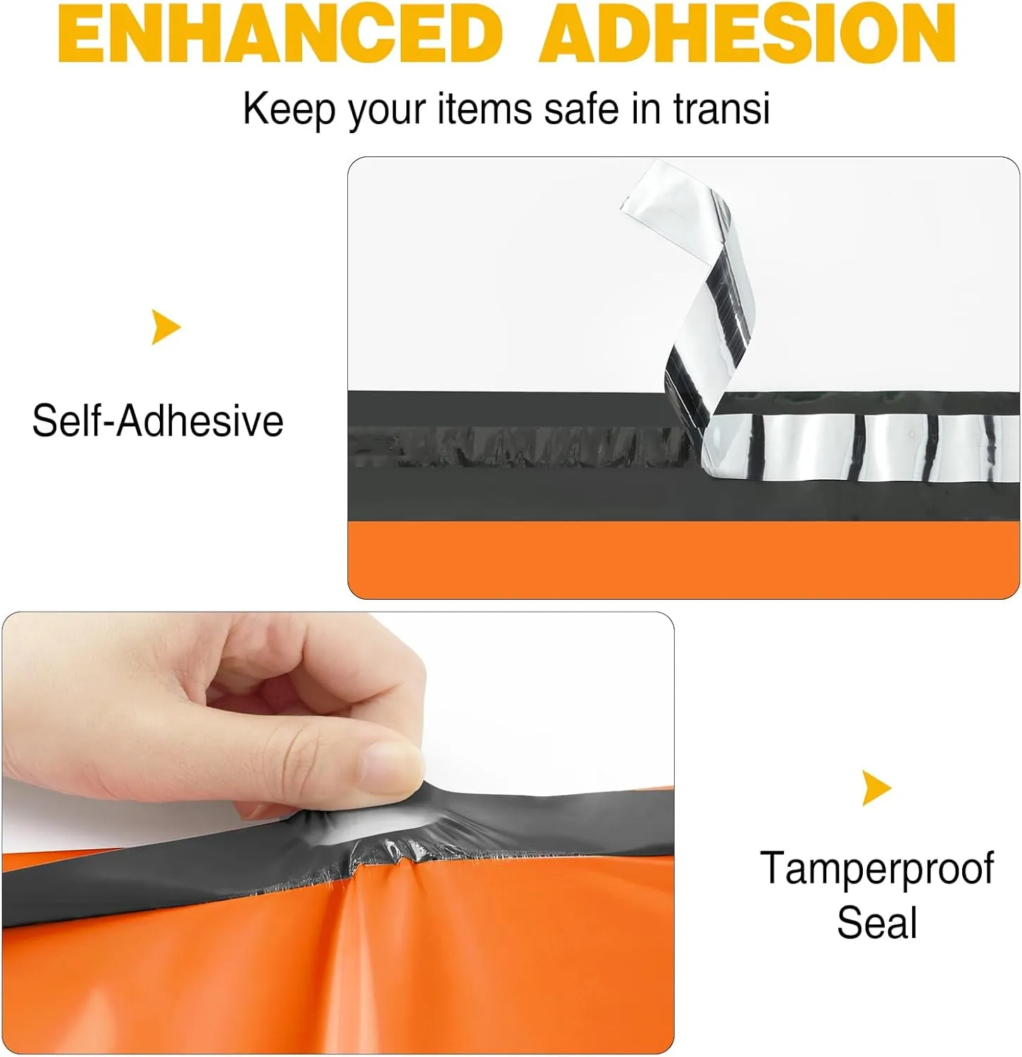 Famagic 200pcs Poly Mailers 10x13 Inch Shipping Bags Orange Shipping Envelopes Self Seal Mailers Bags Waterproof and Tear-Proof Packaging Bags