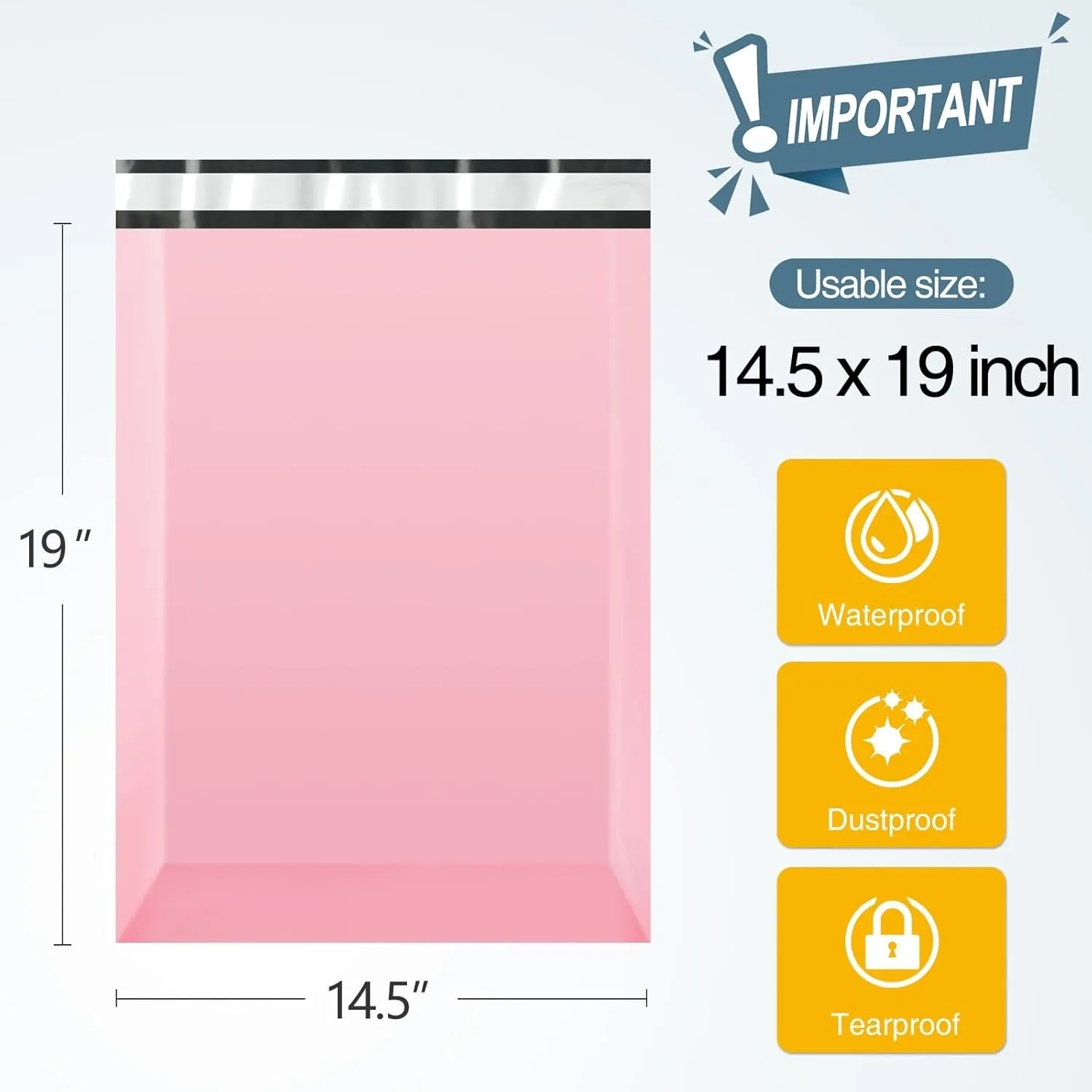 Famagic Poly Mailers, 100pc 14.5x19 Inch Shipping Bags, Large Chic Packaging Bags for Small Business, Tearproof Mailing Envelopes for Clothing Supplies, Boutique, Self Seal Mailers Bags Light Pink