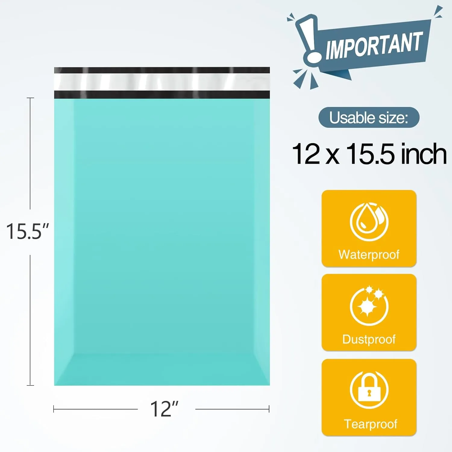Famagic Poly Mailers, 200pc 12x15.5 Inch Shipping Bags, Chic Opaque Packaging Bags for Small Business, Tearproof and Waterproof Mailing Envelopes for Clothing Supplies, Self Seal Mailers Bags Teal