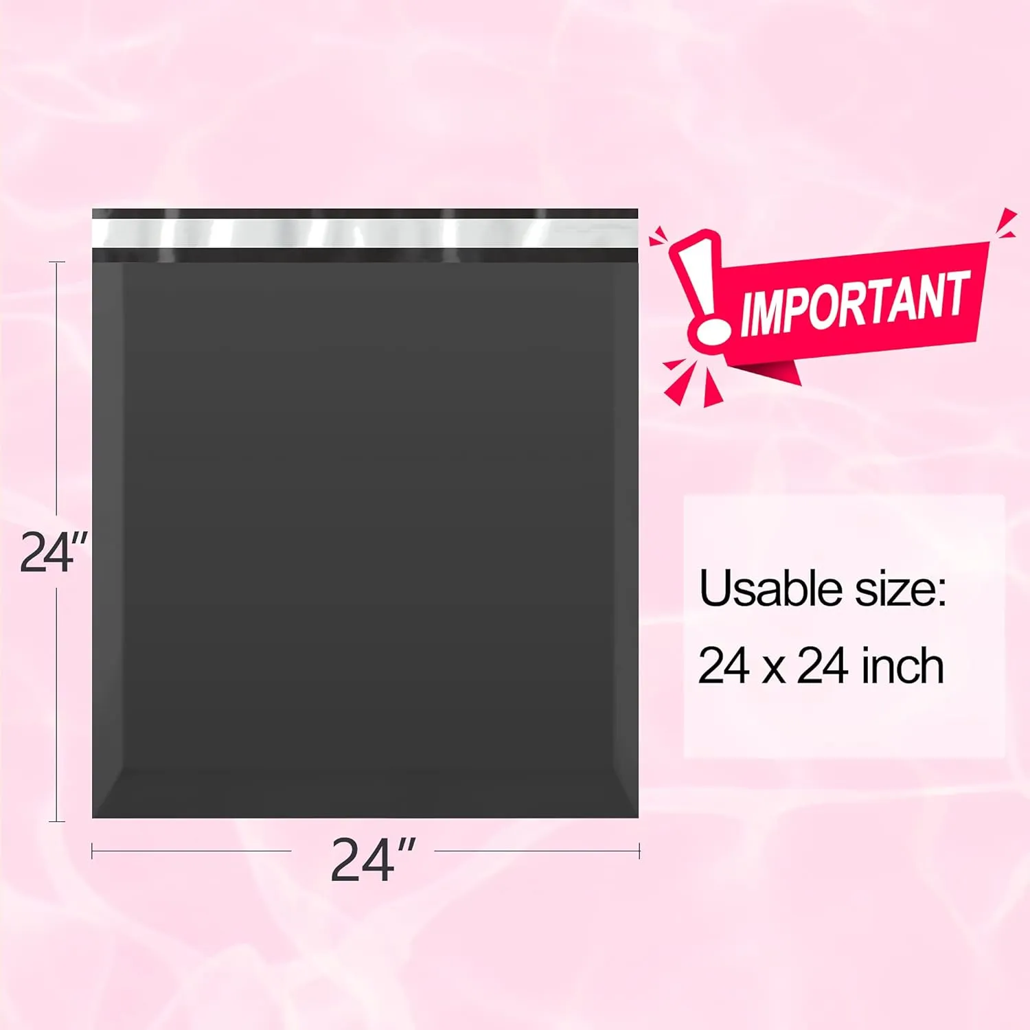 Famagic Poly Mailers, 50pc 24x24 Inch Shipping Bags, Opaque Packaging Bags for Small Business, Tearproof and Waterproof Chic Mailing Envelopes for Clothing Supplies, Self Seal Mailers Bags Black