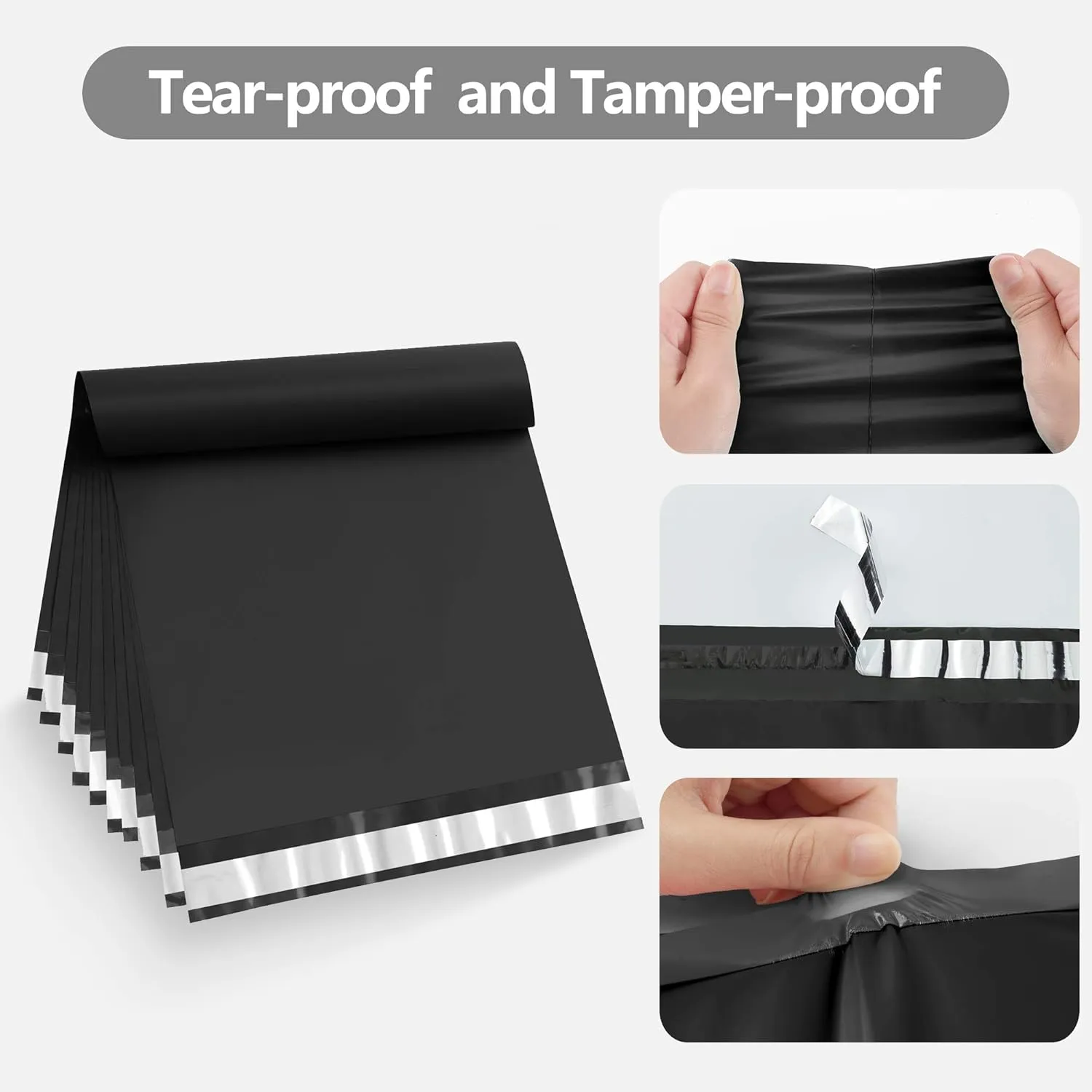 Famagic Poly Mailers, 50pc 24x24 Inch Shipping Bags, Opaque Packaging Bags for Small Business, Tearproof and Waterproof Chic Mailing Envelopes for Clothing Supplies, Self Seal Mailers Bags Black