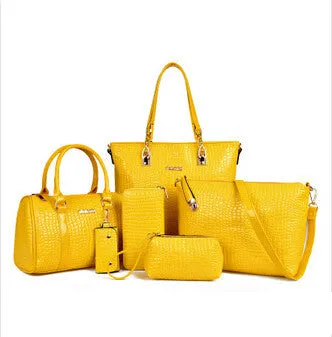 Fashion Crocodile Handbag PU Leather Bag Women Handbags Crossbody Bag Handbag Messenger Bag rse Wallet 6 sets WHC008462