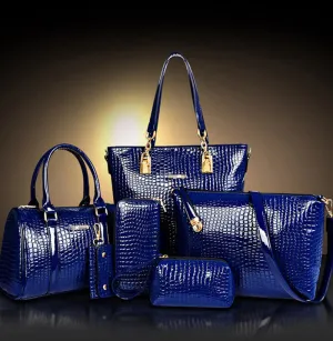 Fashion Crocodile Handbag PU Leather Bag Women Handbags Crossbody Bag Handbag Messenger Bag rse Wallet 6 sets WHC008462