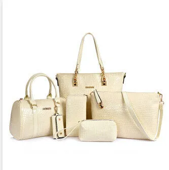 Fashion Crocodile Handbag PU Leather Bag Women Handbags Crossbody Bag Handbag Messenger Bag rse Wallet 6 sets WHC008462
