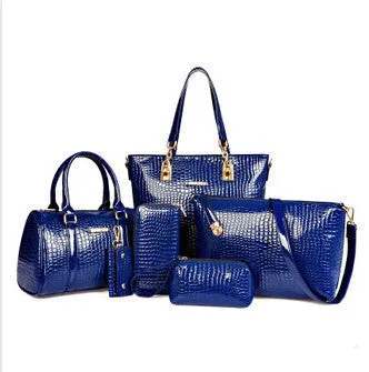 Fashion Crocodile Handbag PU Leather Bag Women Handbags Crossbody Bag Handbag Messenger Bag rse Wallet 6 sets WHC008462