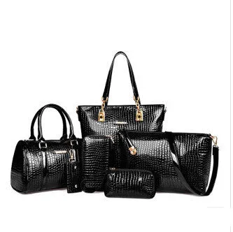 Fashion Crocodile Handbag PU Leather Bag Women Handbags Crossbody Bag Handbag Messenger Bag rse Wallet 6 sets WHC008462