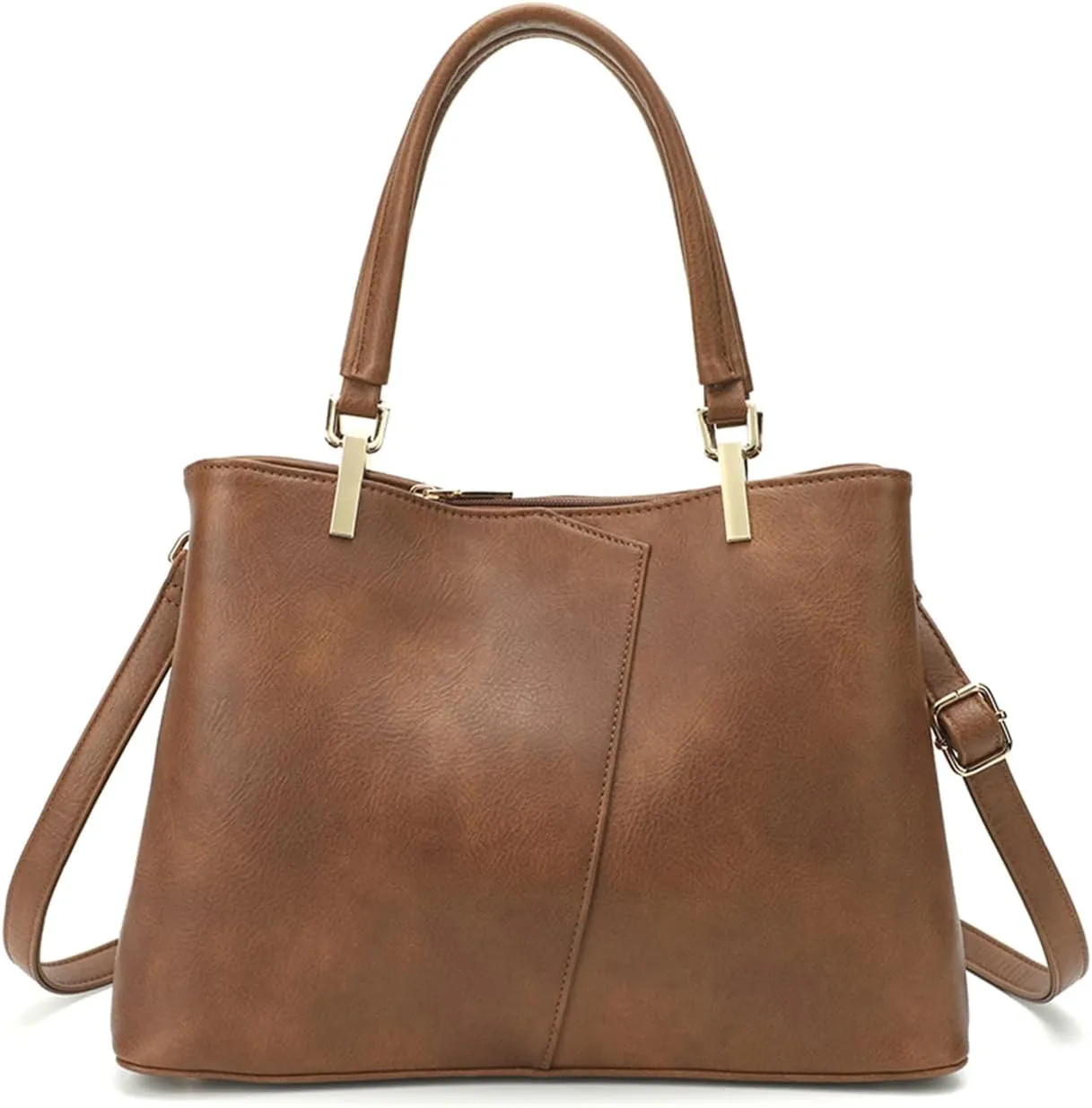 Fashion Women Handbag Waterproof Top-handle Bags Messenger bag PU Leather V-Shape Shoulder Bag for Work Travel Office Party Shopping Brown