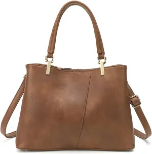 Fashion Women Handbag Waterproof Top-handle Bags Messenger bag PU Leather V-Shape Shoulder Bag for Work Travel Office Party Shopping Brown