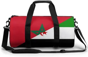 Flag of Morocco And Western Sahara Gym Bag Sports Duffle Bags for Men Women Travel Swimming Fitness with Shoe And Wet Compartment
