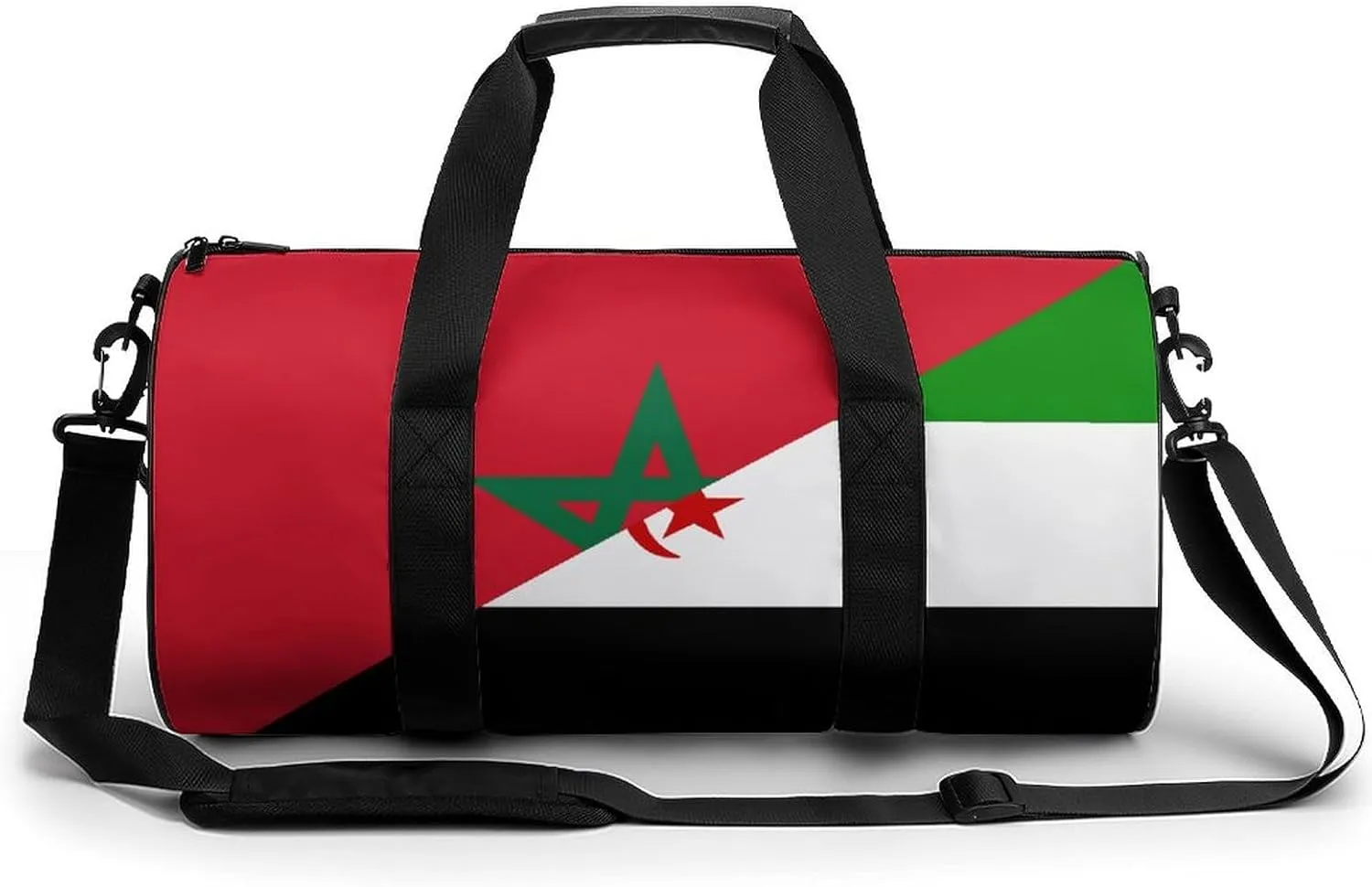 Flag of Morocco And Western Sahara Gym Bag Sports Duffle Bags for Men Women Travel Swimming Fitness with Shoe And Wet Compartment
