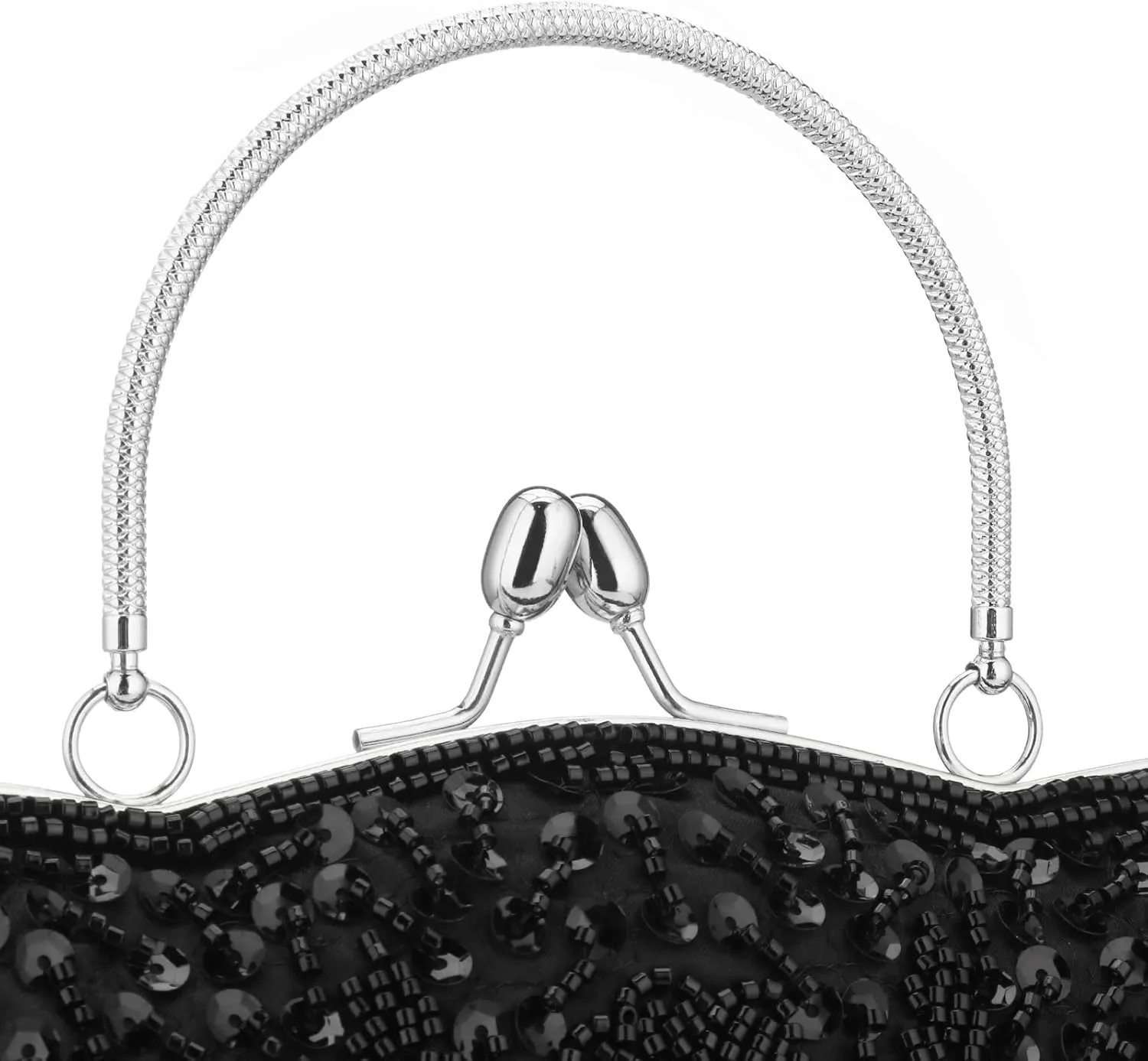 Floral Designer Evening Bag Beaded Sequin Design Vintage Kissing Lock Satin Clutch Purse Bag Wedding Party Clutch