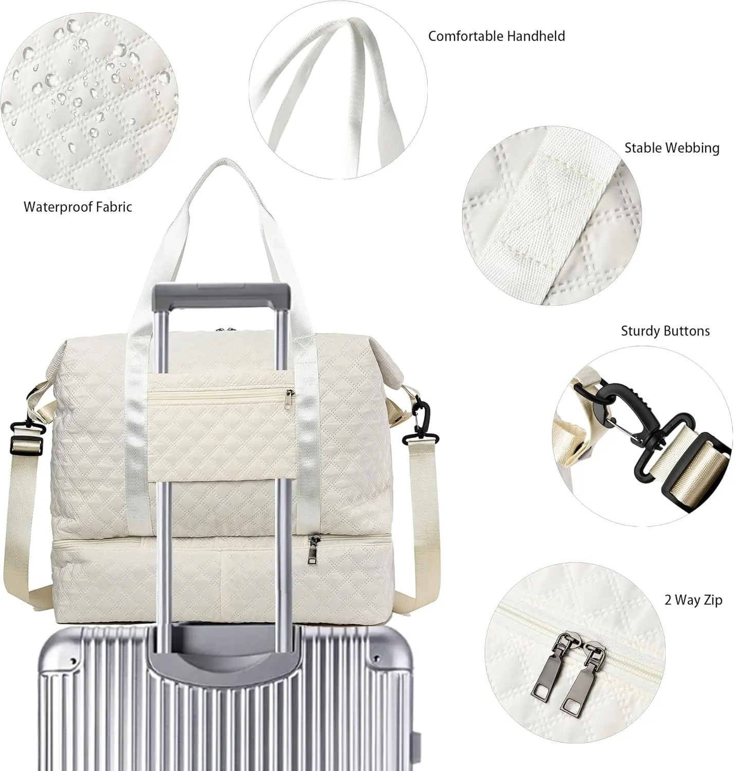 Foldie Travel Bag Expandable Weekender Bags for Women, Large Carry On Bag with USB Port, Overnight Bag with Shoes Compartment