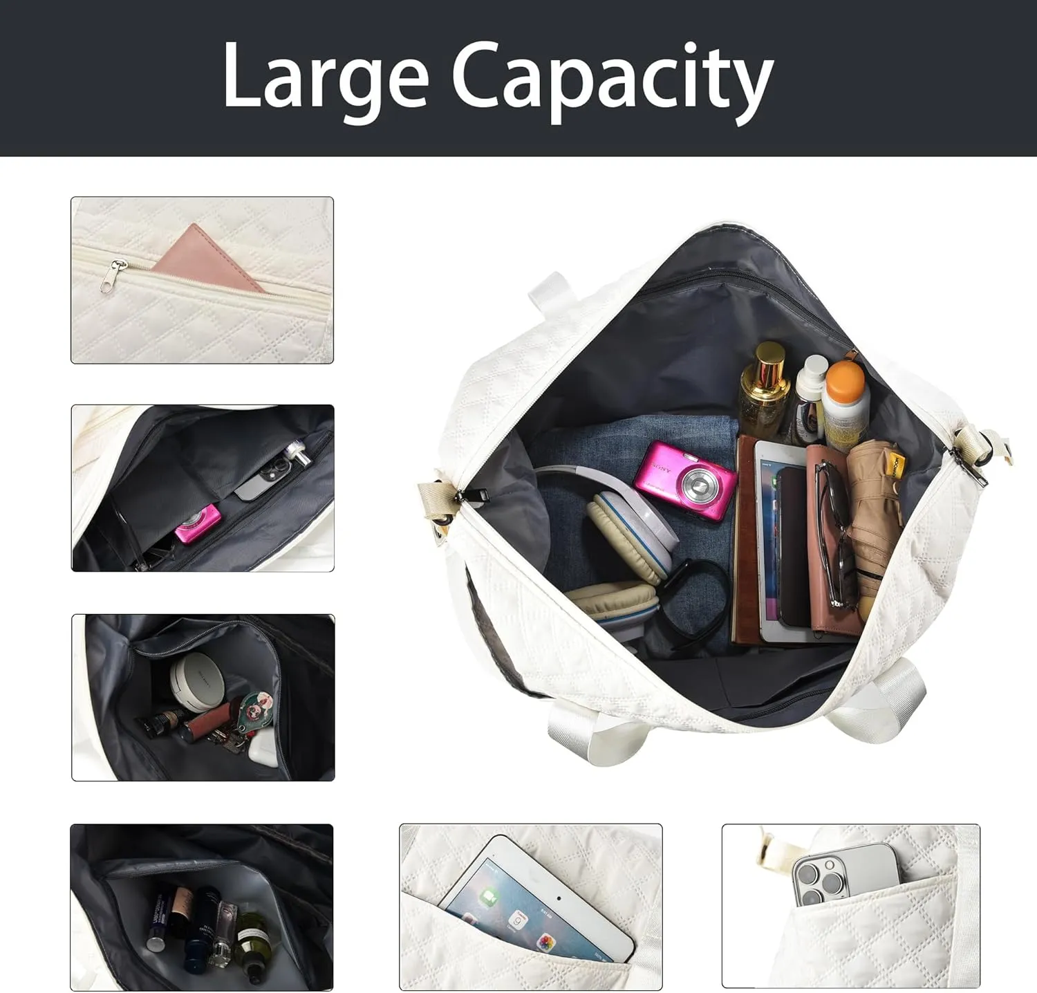 Foldie Travel Bag Expandable Weekender Bags for Women, Large Carry On Bag with USB Port, Overnight Bag with Shoes Compartment