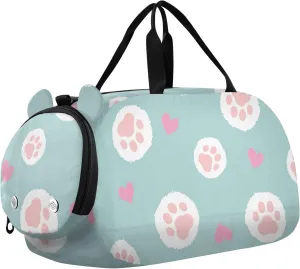 Footprint Hearts Duffel Bags for Boys Small Gym Bags for Teens Dance Bag for Girls
